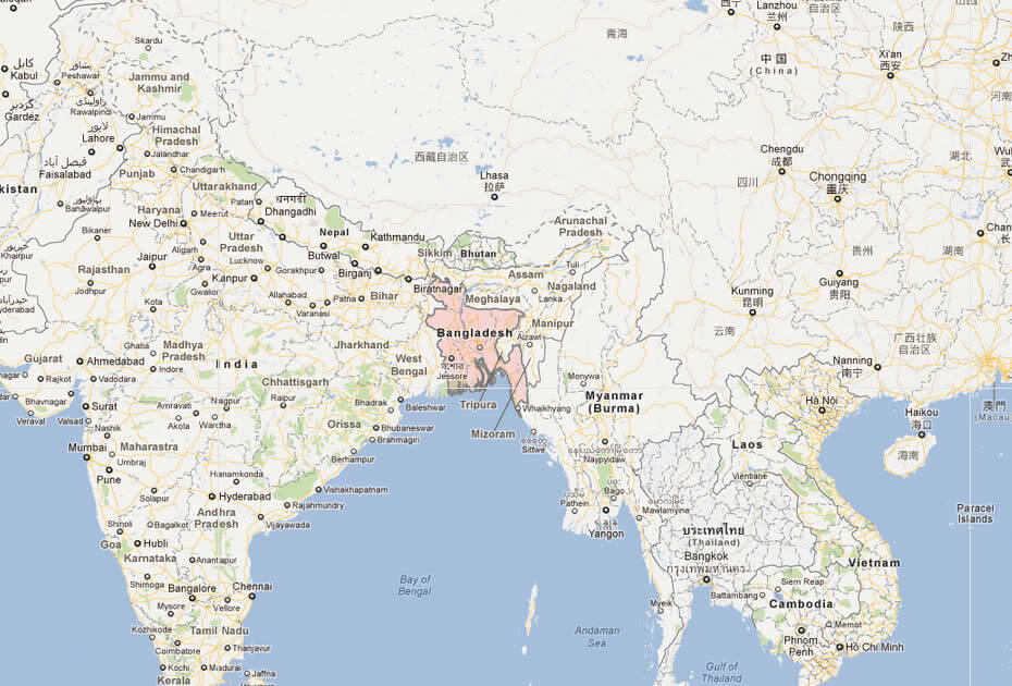 karte von bangladesch indien